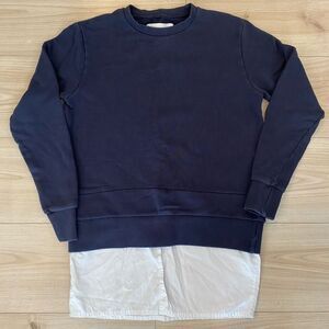 Untitled Mixed Media - Matthew Miller Navy Sweatshirt with button down hem. Sz S